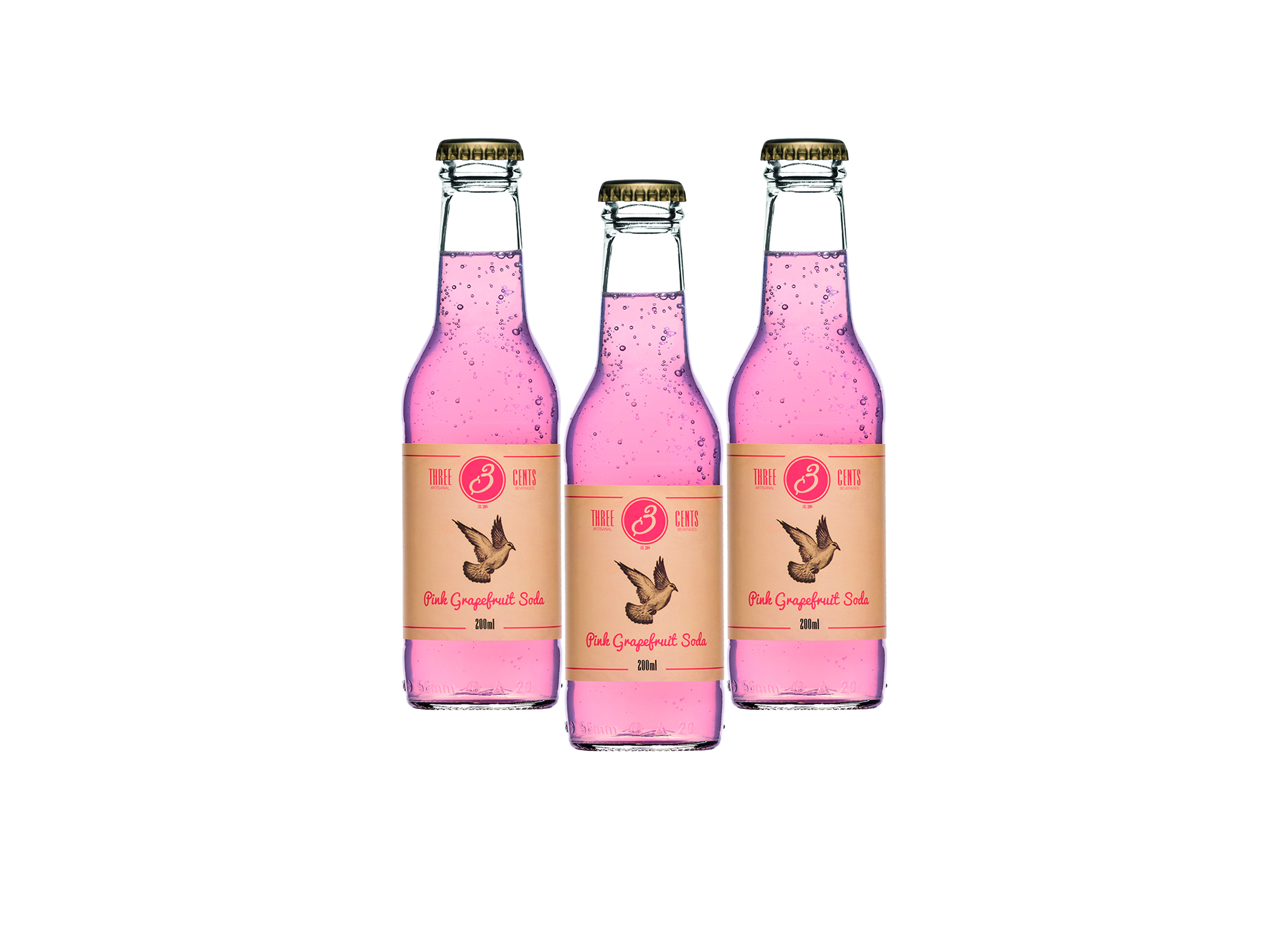 (Bild für) Three Cents Pink Grapefruit Soda 0,2L FL EW 24