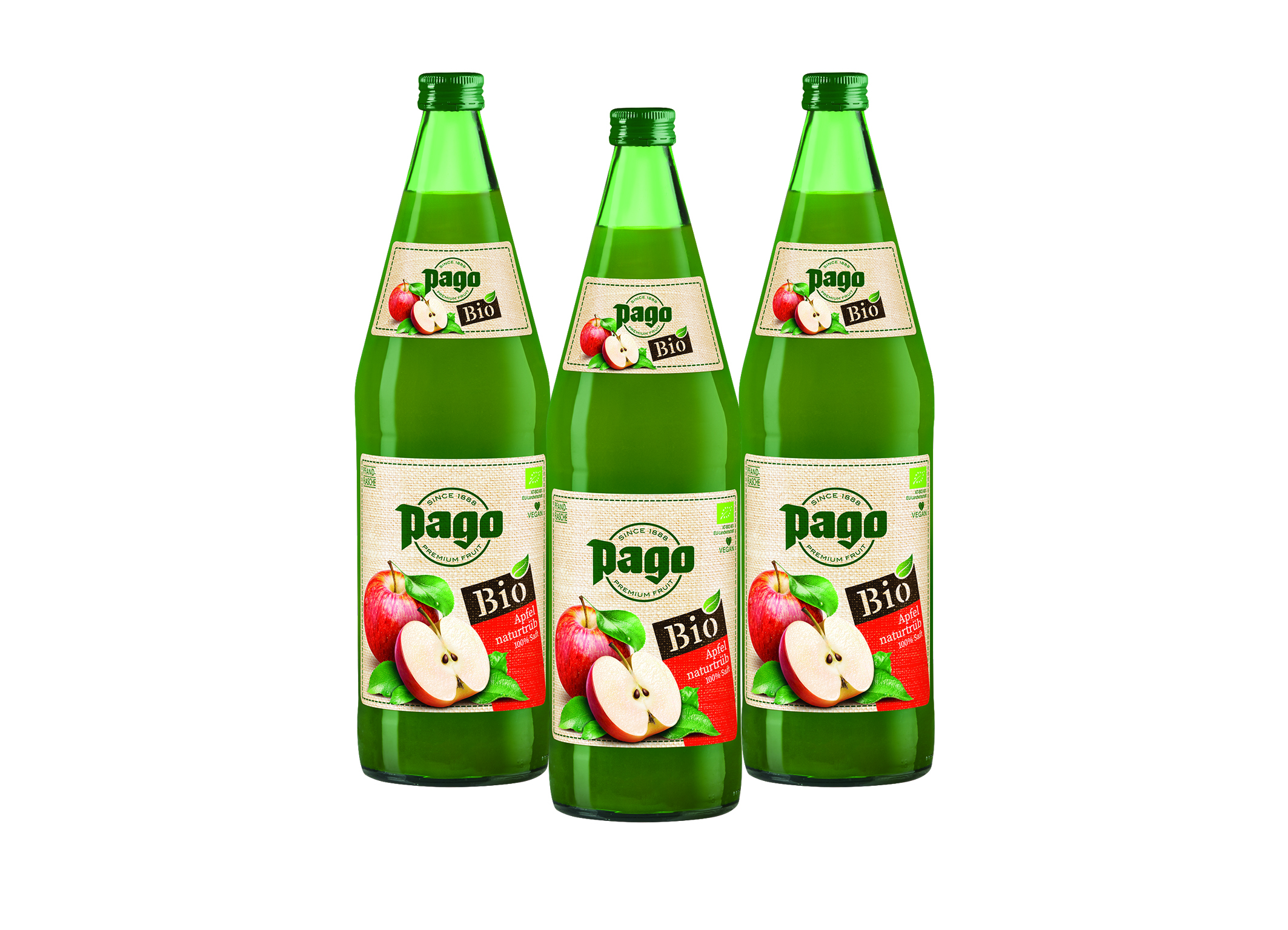 (Bild für) Pago Bio Apfel naturtrüb 100% 1L FL MW 12