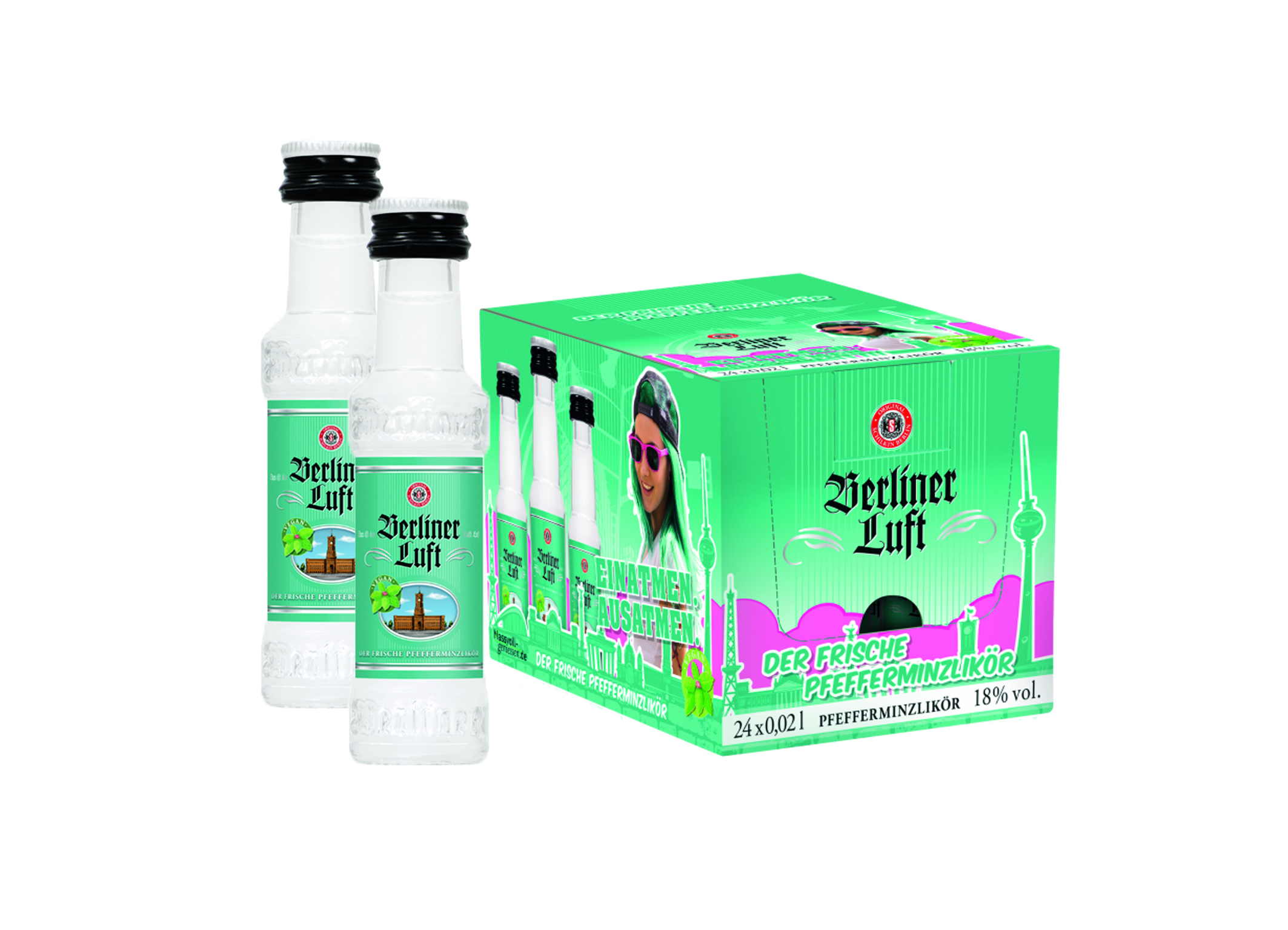 (Bild für) Berliner Luft Pfefferminzlikör 0,02L 18% 24