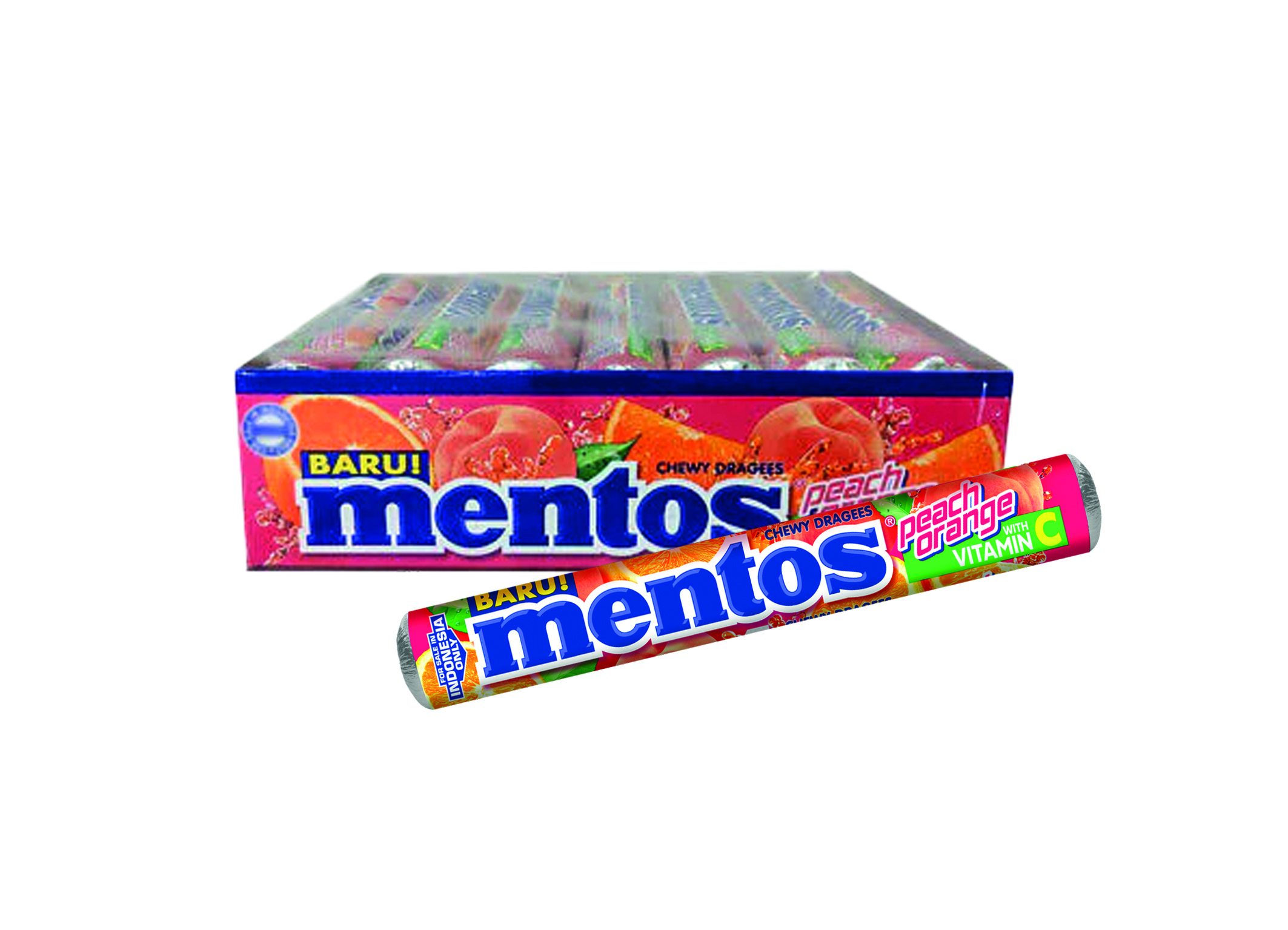 (Bild für) Mentos Peach Orange Single 29g 14