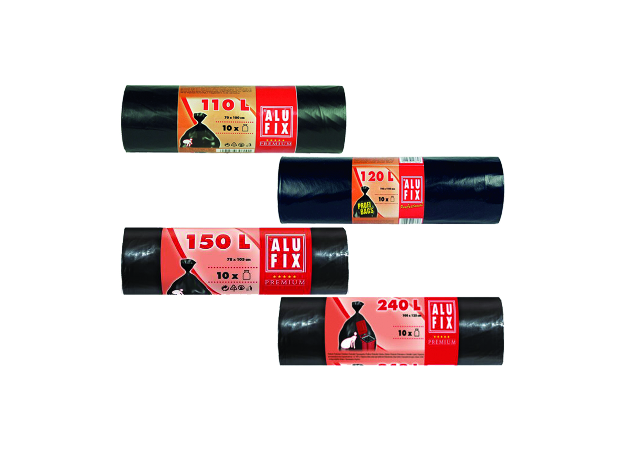 (Bild für) Alu-Fix Müllsäcke schwarz 110L 10Stk 1