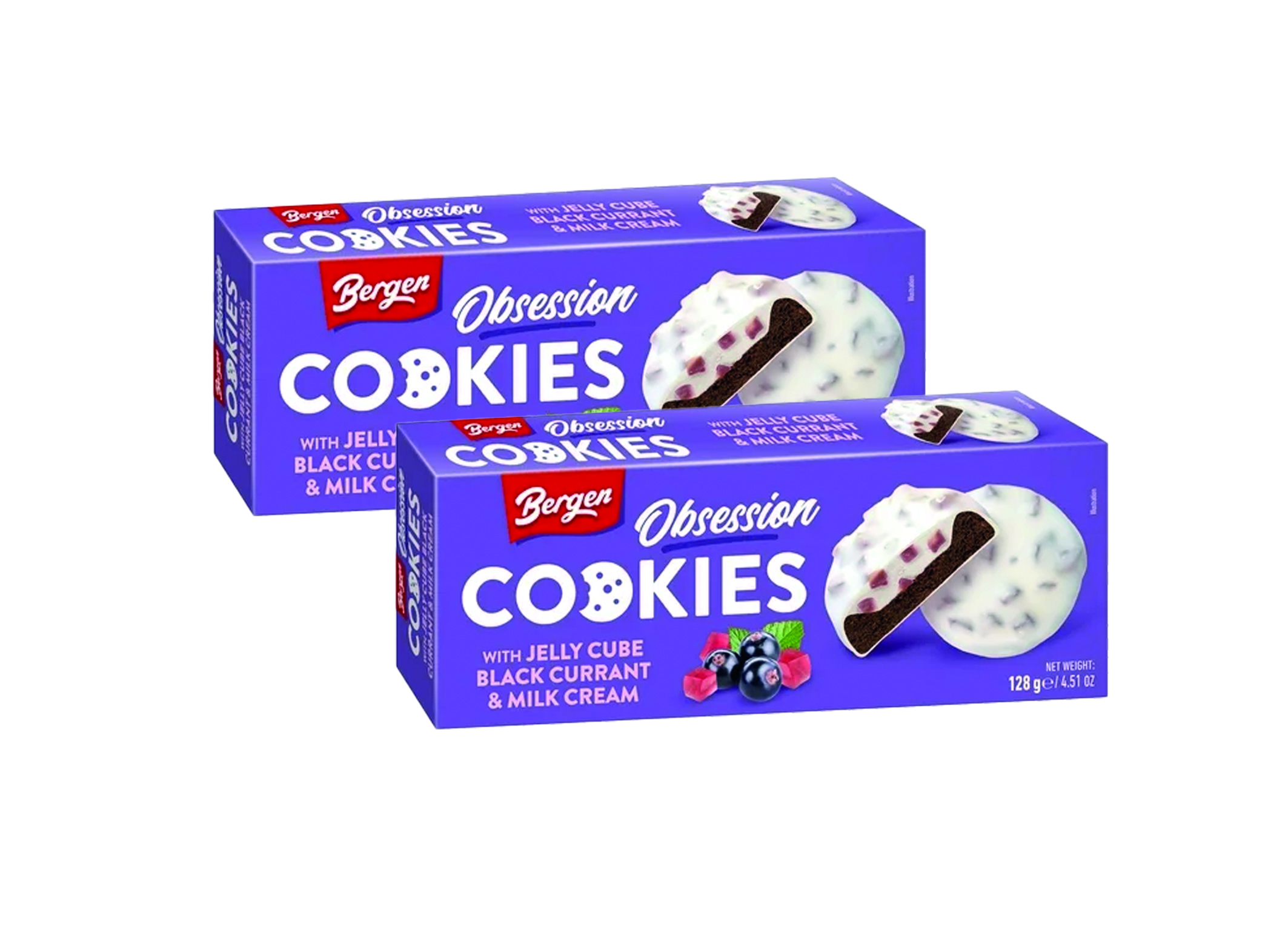 (Bild für) Bergen Black Currant & Milk Cream Cookies 128g 18