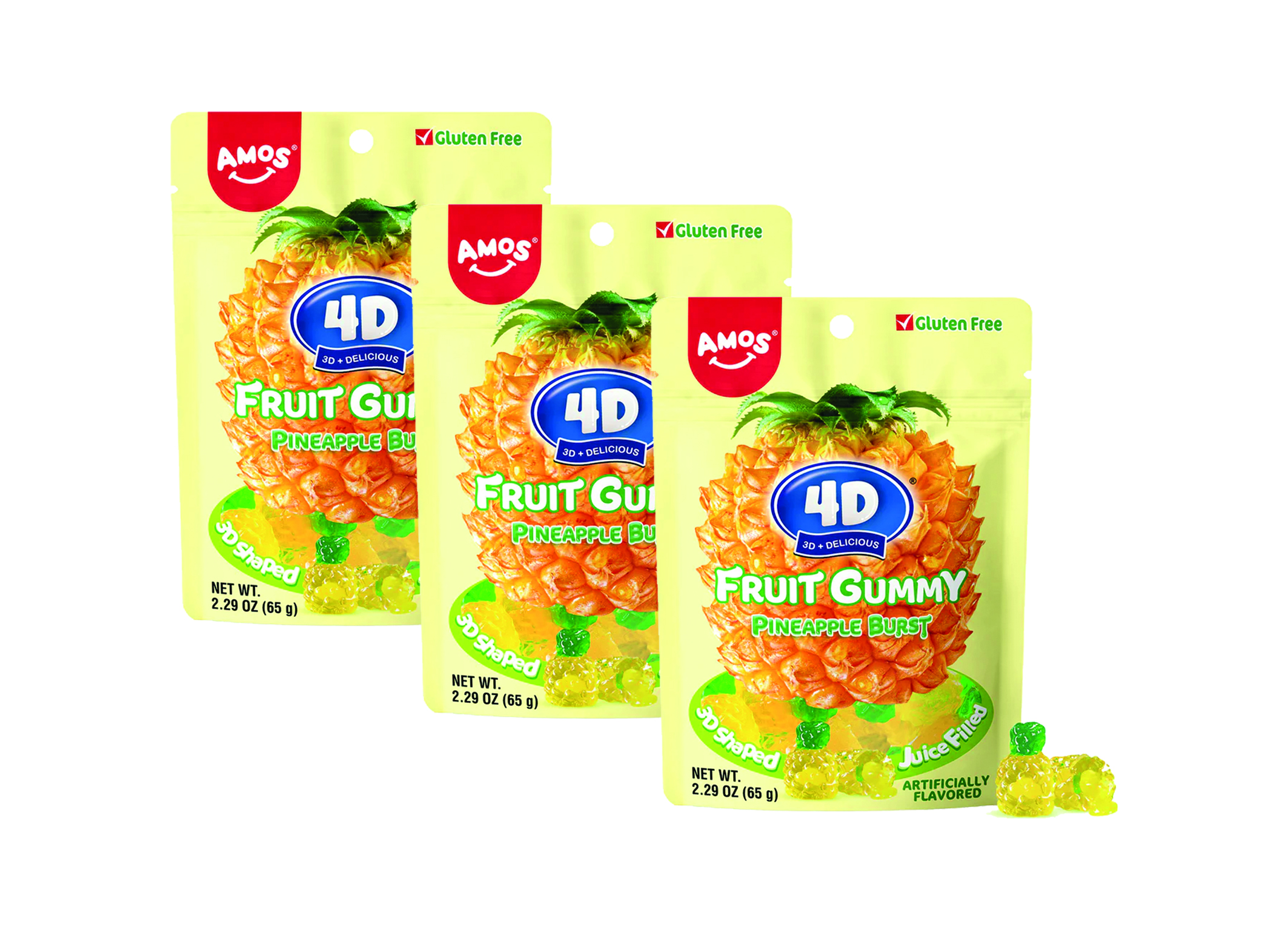 (Bild für) Amos 4D Gummy Pineapple 65g 24