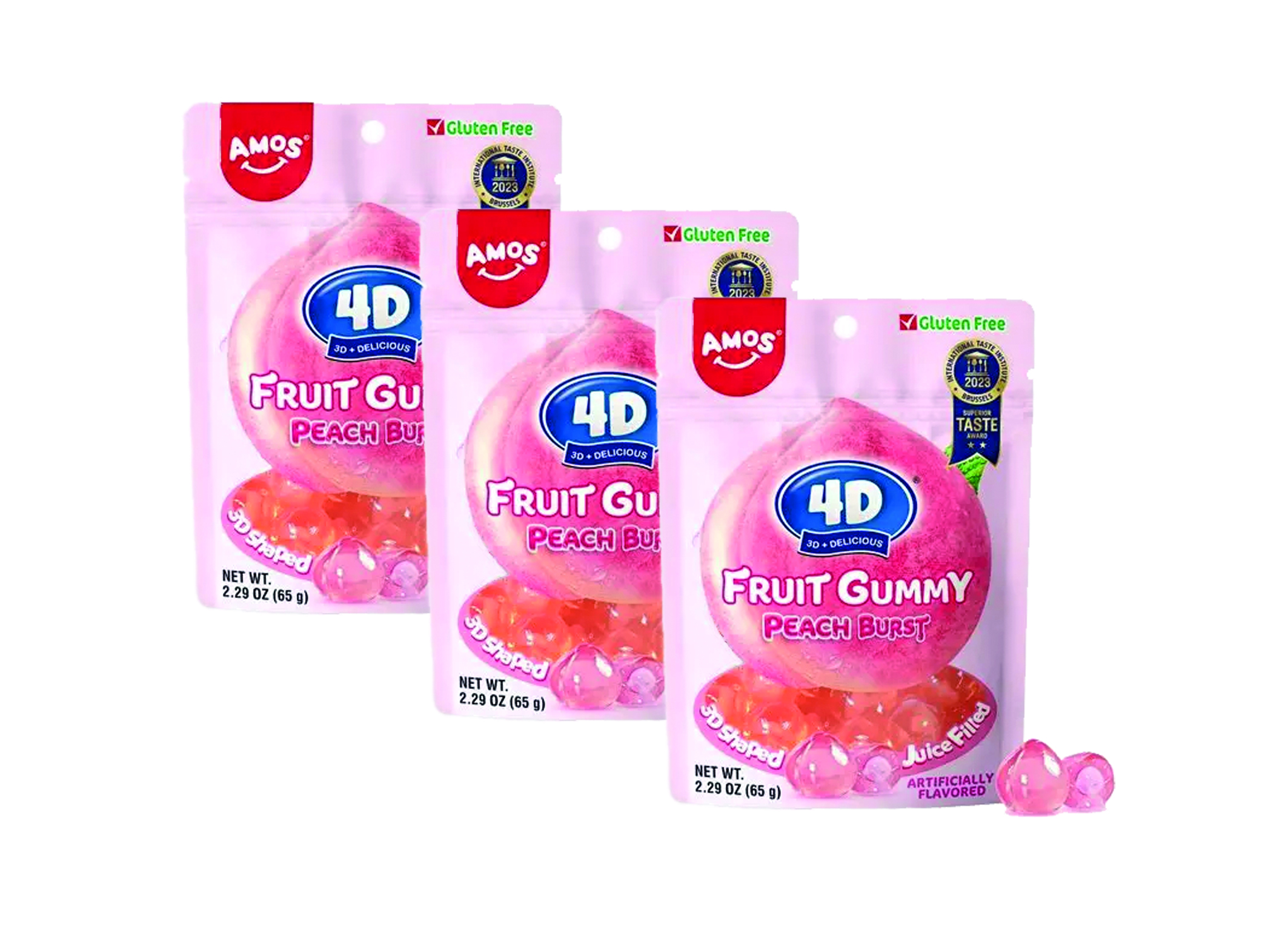 (Bild für) Amos 4D Gummy Peach 65g 24