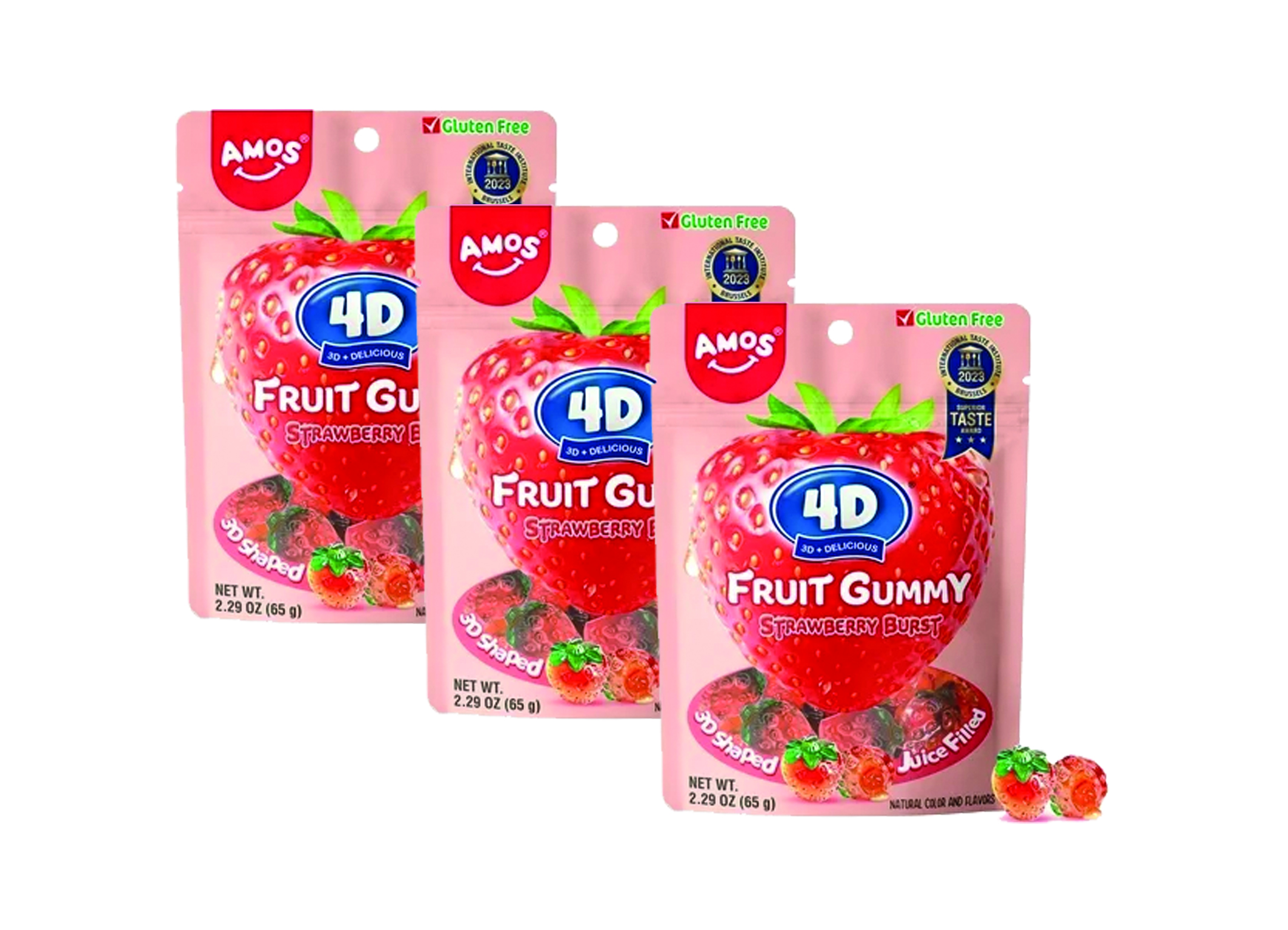 (Bild für) Amos 4D Gummy Strawberry 65g 24