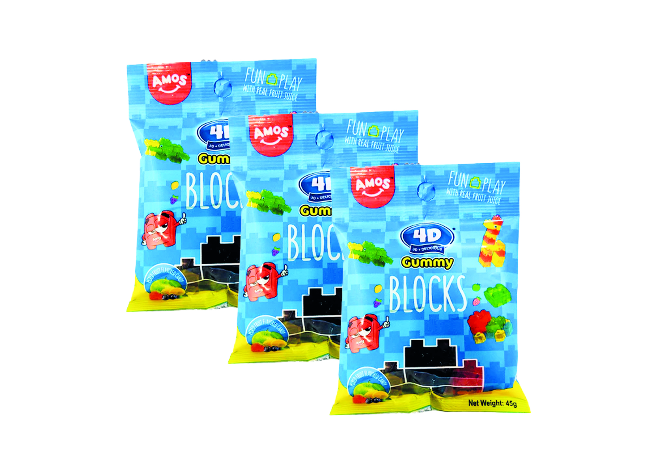 (Bild für) Amos 4D Fruit Gummy Building Blocks 45g 8