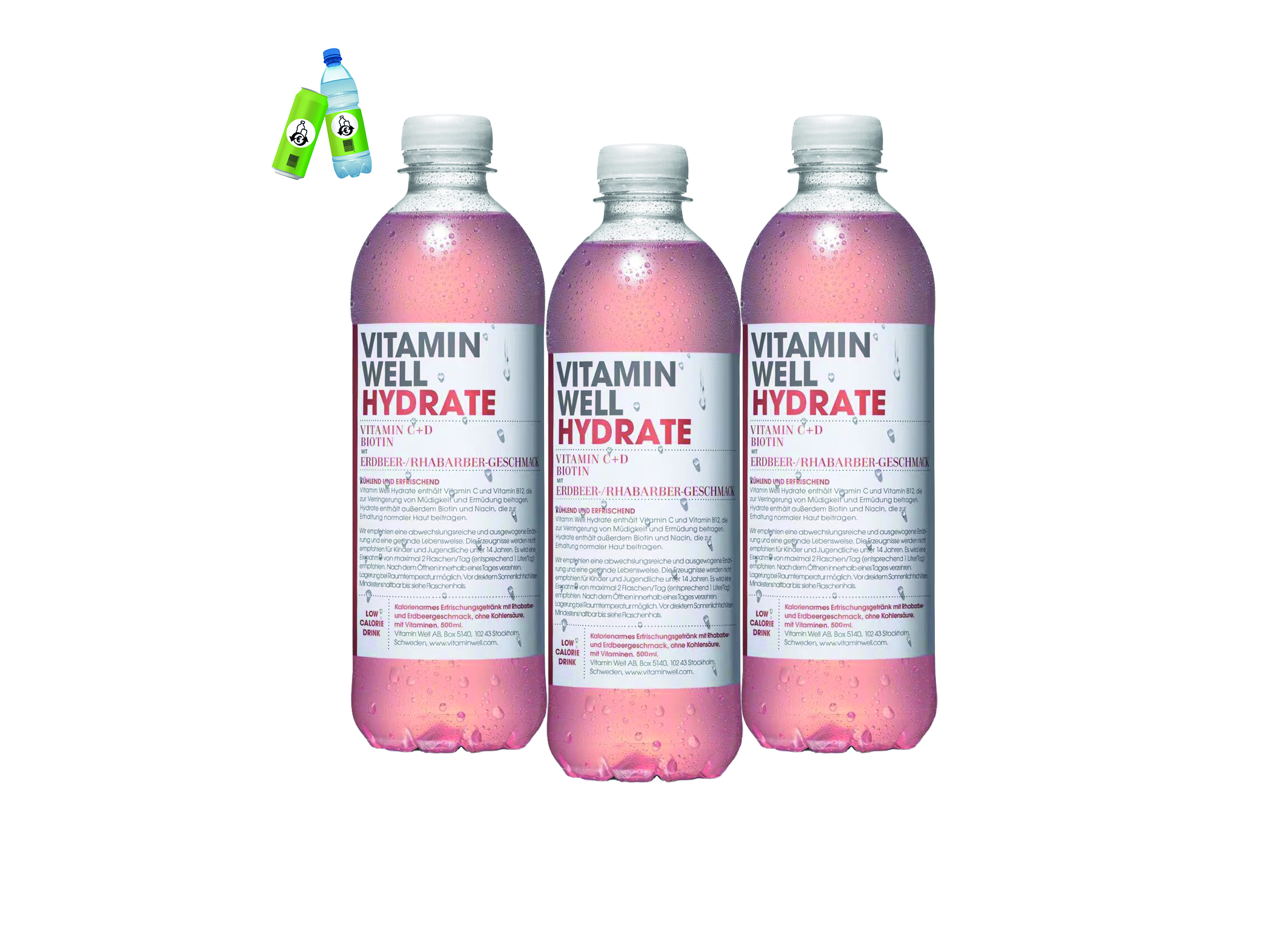 (Bild für) Vitamin Well Hydrate Erdbeer-Rhabarber 0,5L PET EWP 12
