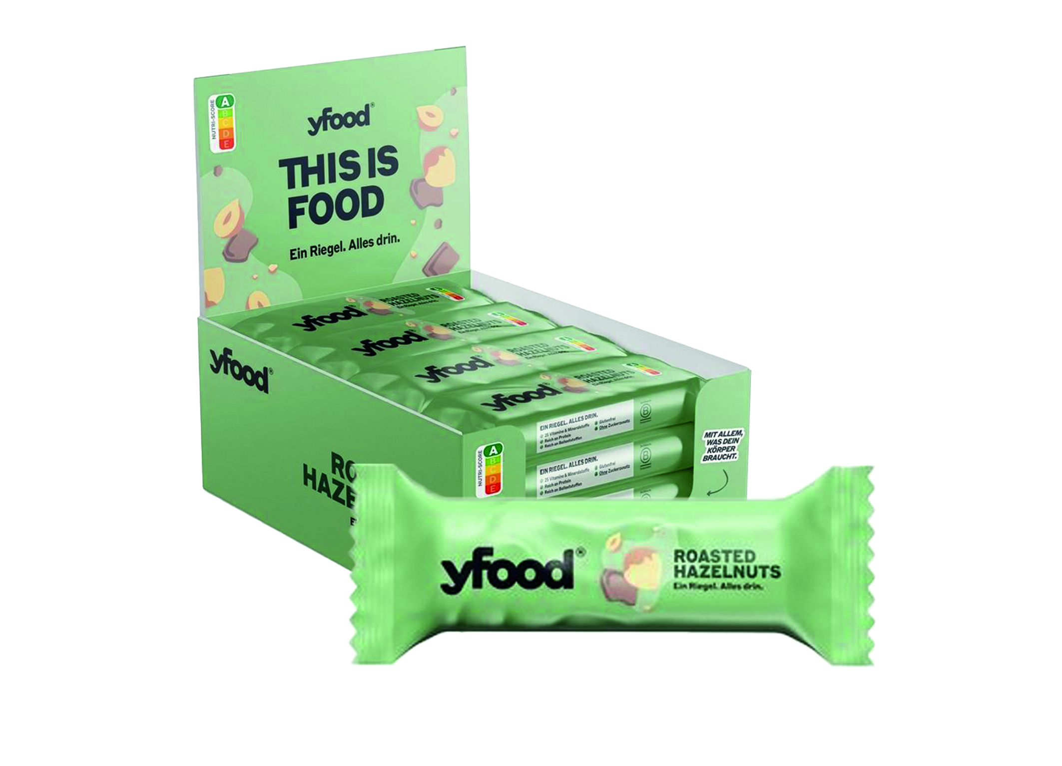 (Bild für) yfood Riegel Roasted Hazelnuts 60g 12