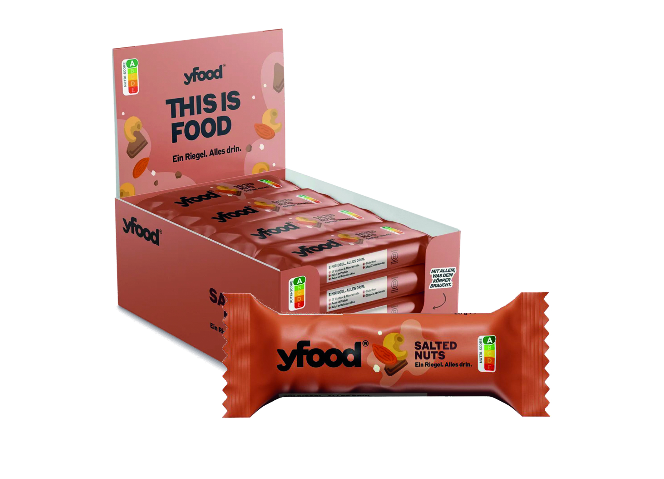 (Bild für) yfood Riegel Salted Nuts 60g 12