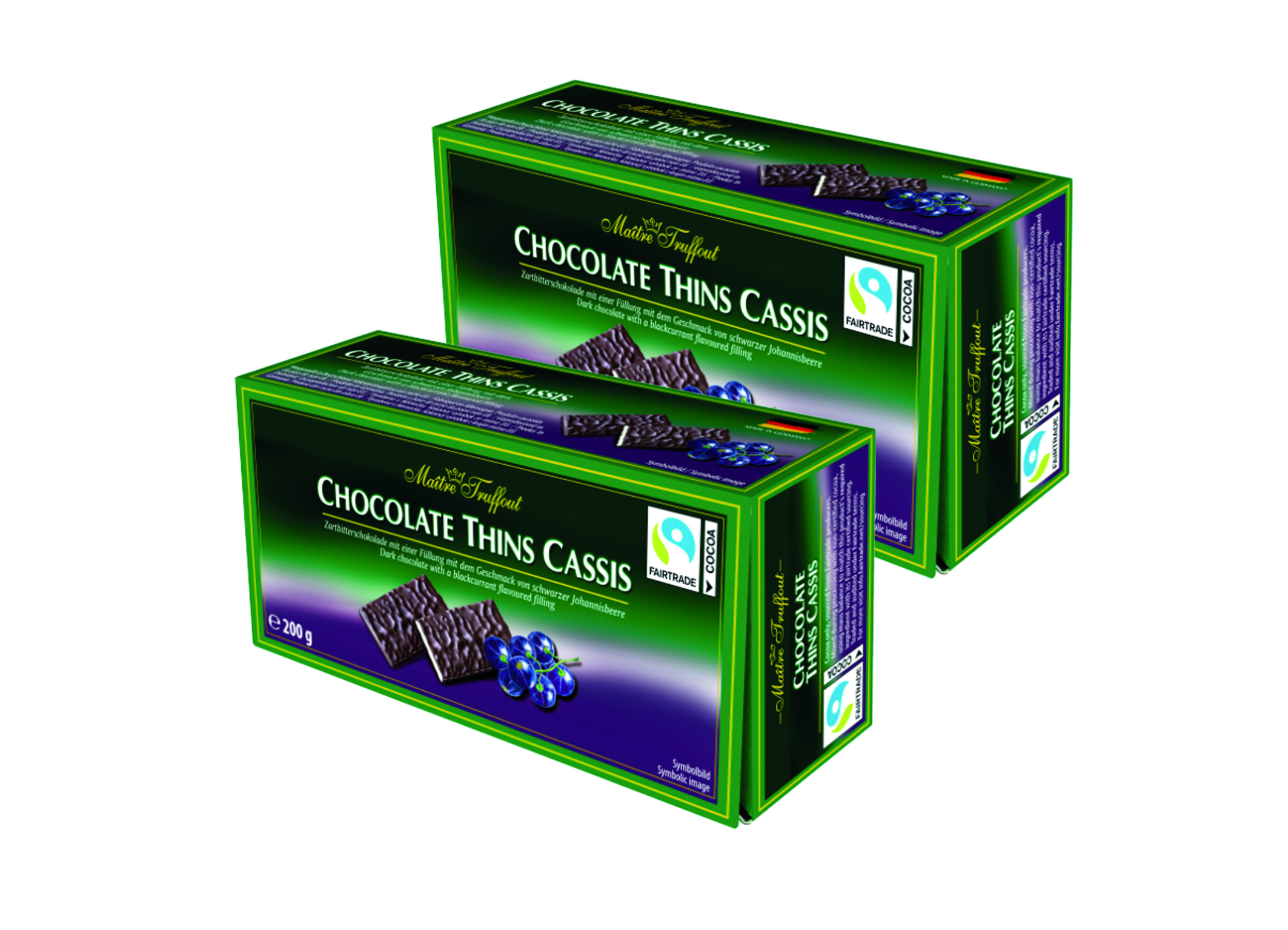 (Bild für) Maitre Truffout Chocolate Thins Cassis 200g 16