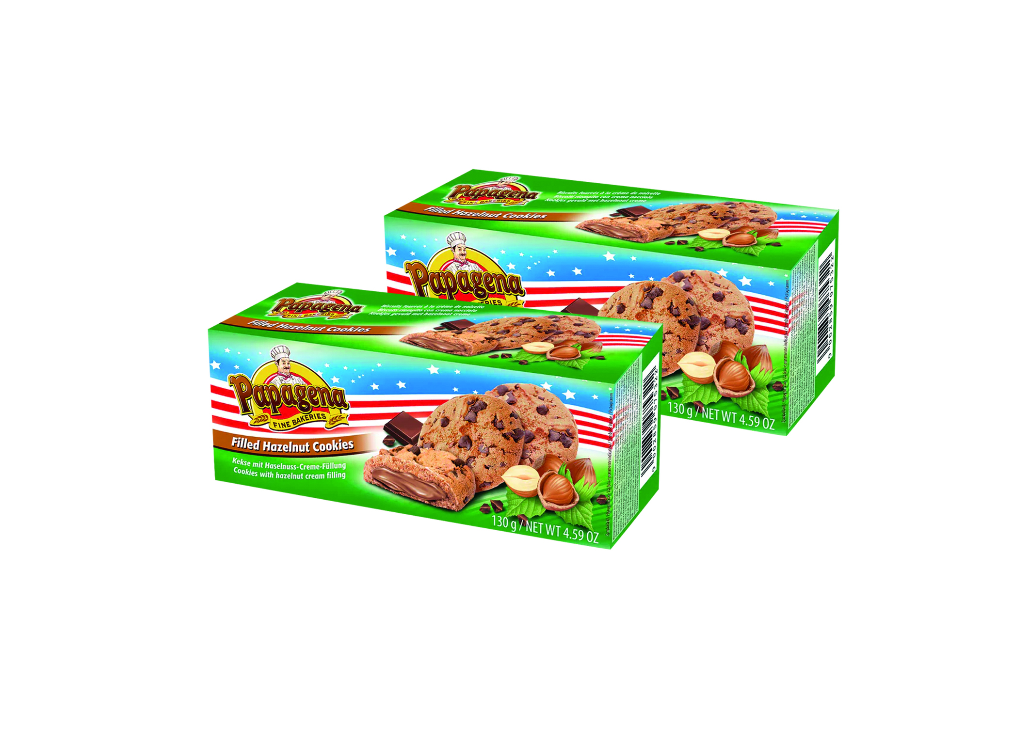 (Bild für) Papagena Choco Chip Cookies Haselnuss 130g 18