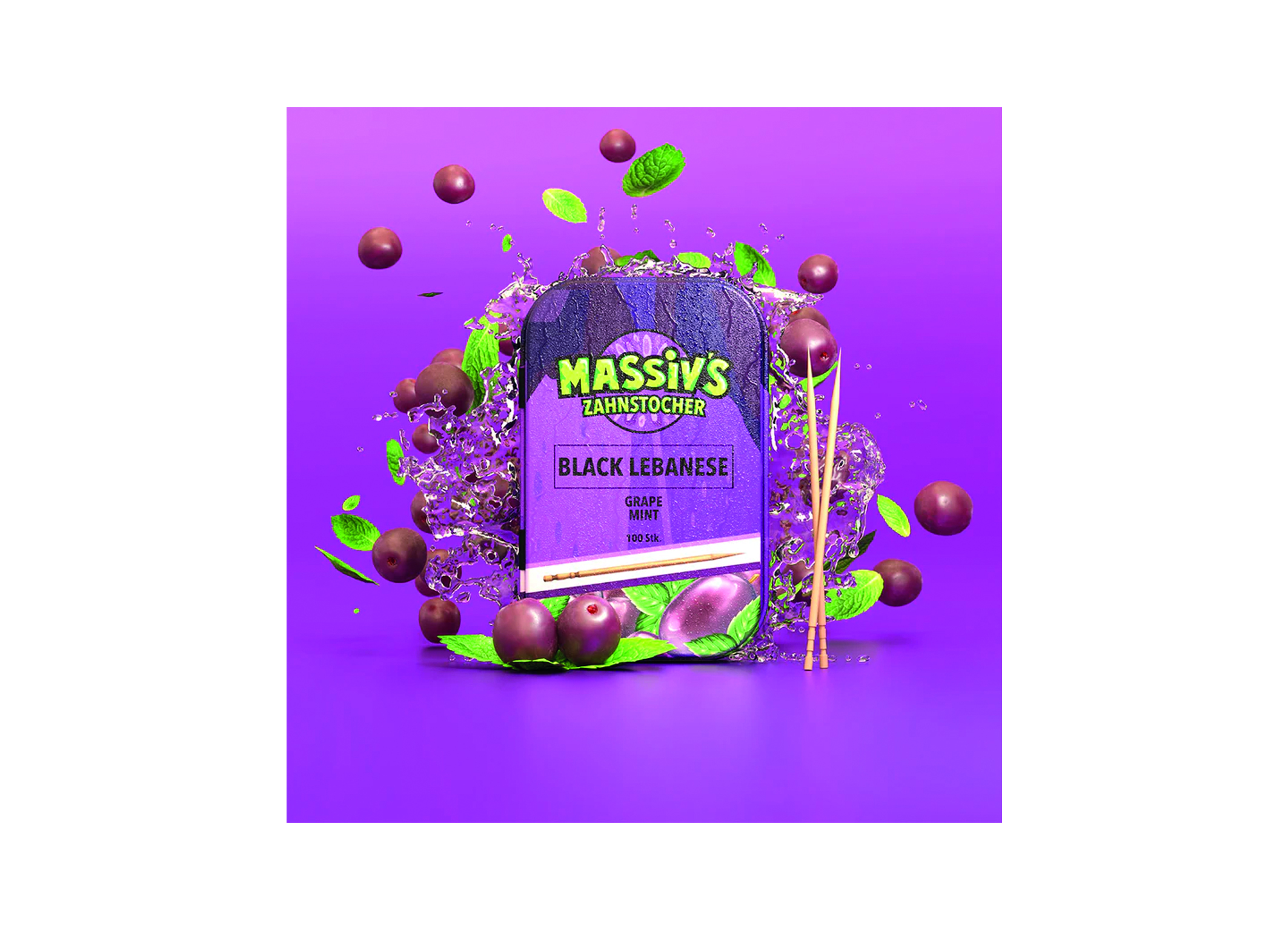 (Bild für) Massivs Zahnstocher Grape Mint 100 Stück 10
