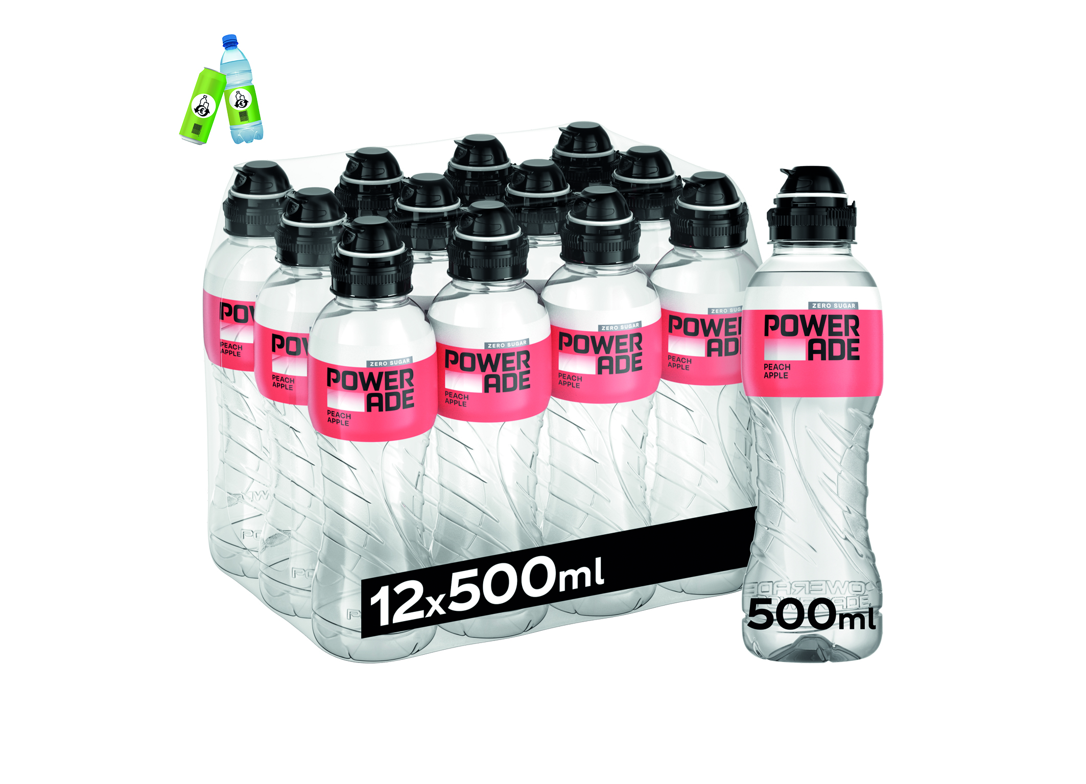 (Bild für) Powerade Active Water Peach Apple Zero 0,5L PET EWP 12