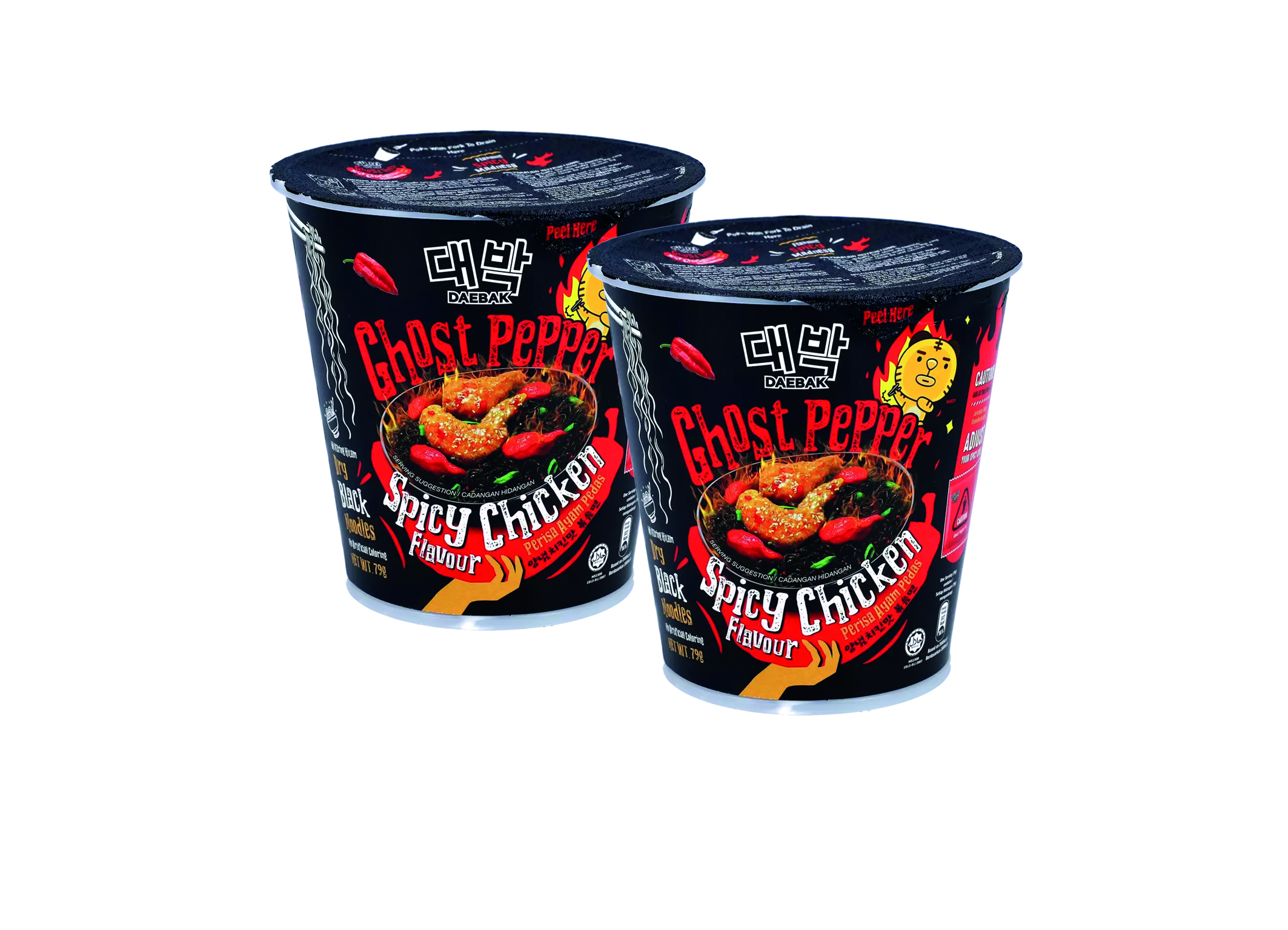 (Bild für) Daebak Ghost Pepper Chicken Black Ramen Cup 79g 24
