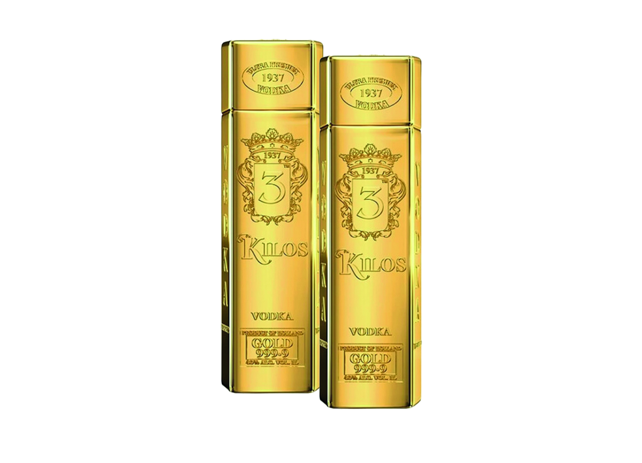 (Bild für) 3 Kilos Gold 999,9 Premium Vodka 1L 40% 6