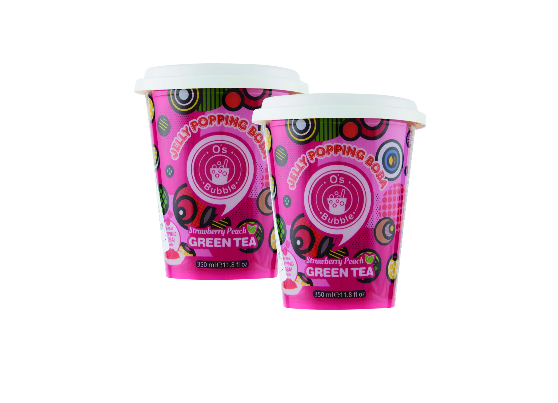(Bild für) Os Bubble Popping Boba Bubble Tea Strawberry-Peach 0,35L 8