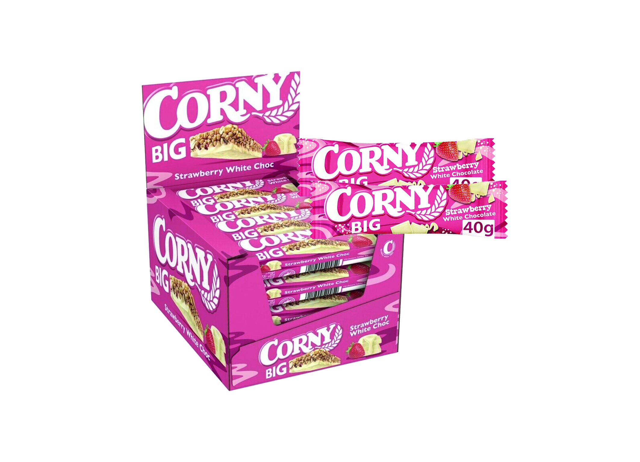 (Bild für) Corny Big Strawberry White Chocolate 40g 24