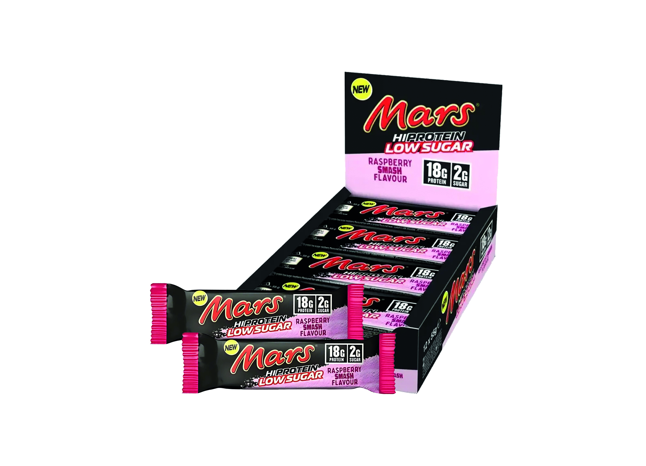 (Bild für) Mars Hi Protein Low Sugar Raspberry Smash 55g 12