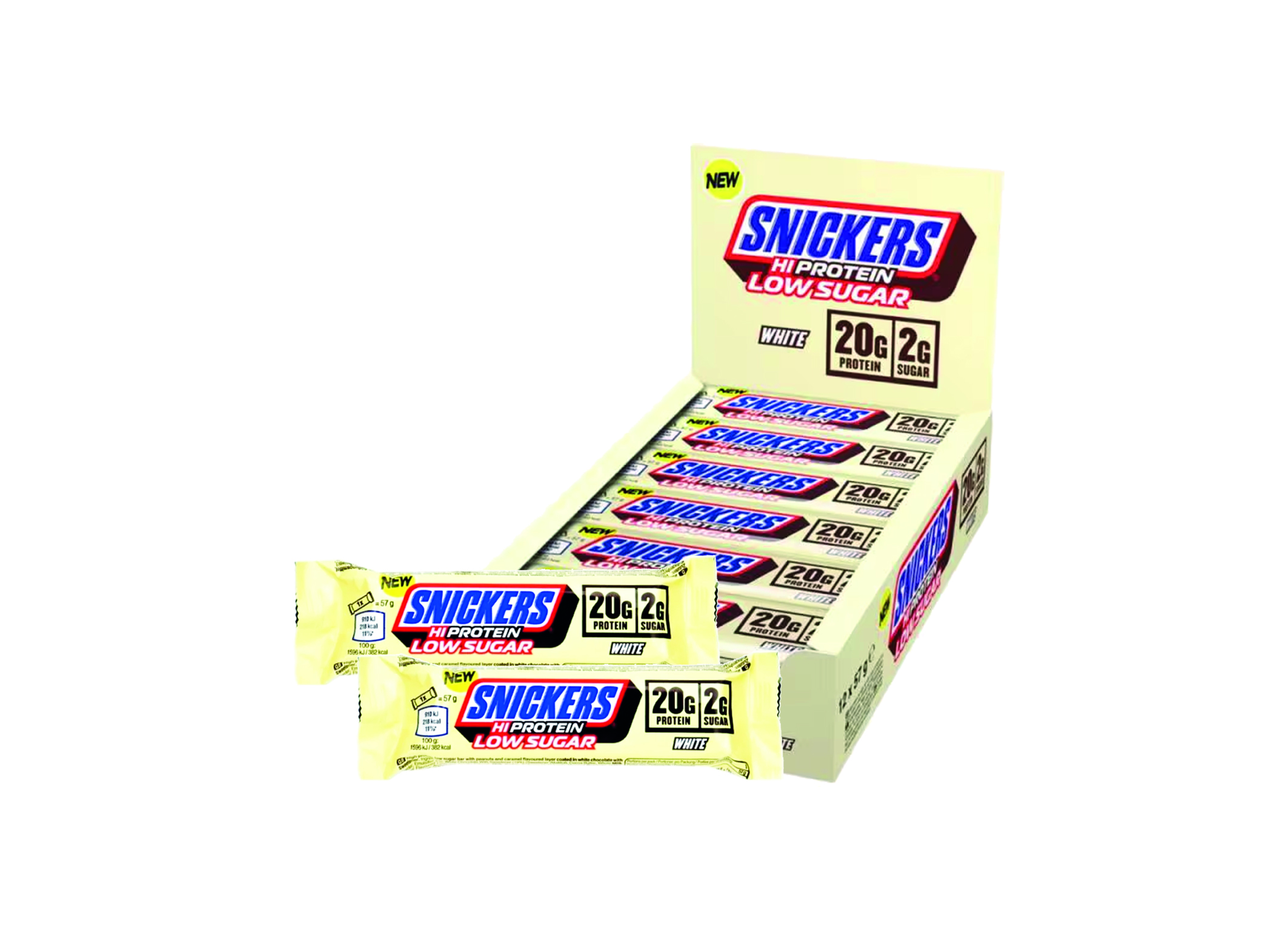 (Bild für) Snickers Hi Protein Low Sugar White 57g 12