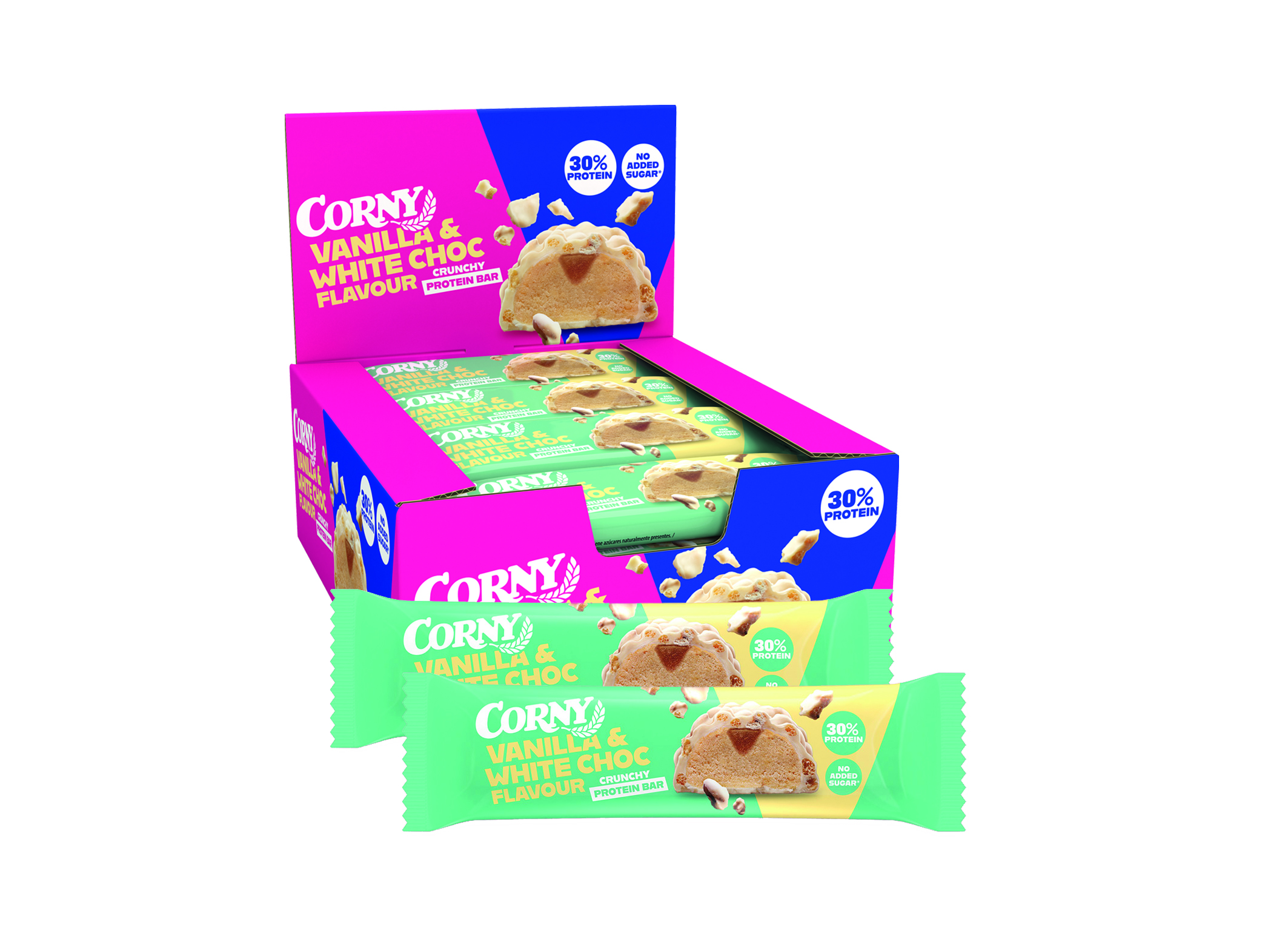 (Bild für) Corny Protein Crunchy Vanilla & White Chocolate 45g 12