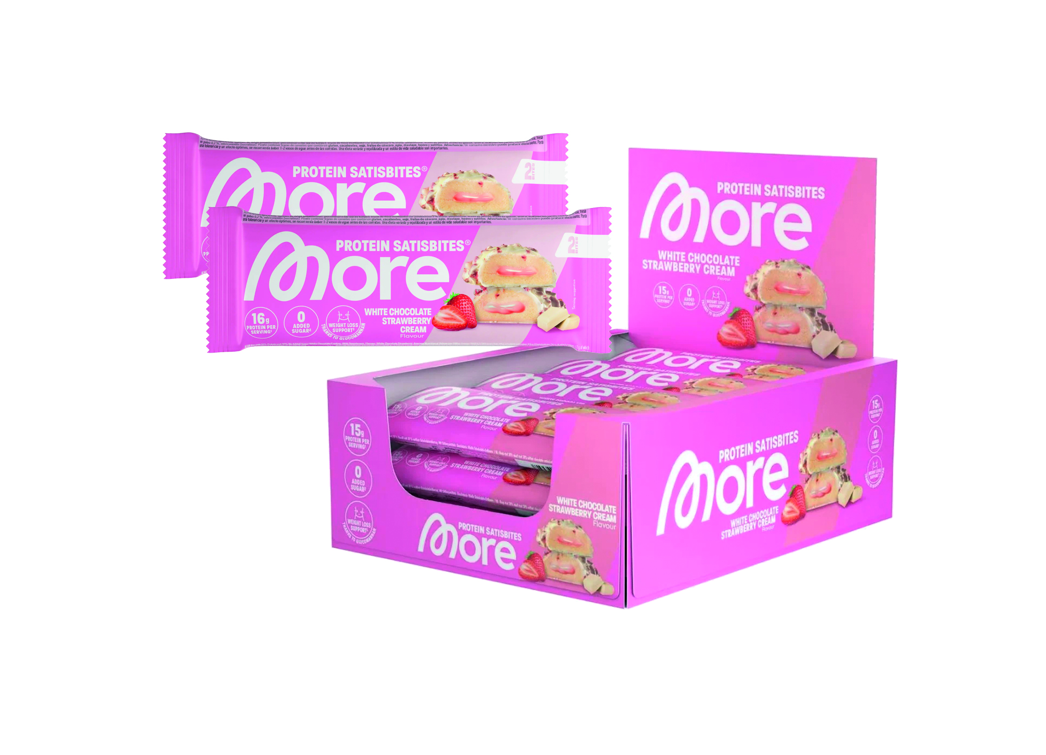 (Bild für) More Protein Satisbites White Chocolate Strawberry Cream 50g 12
